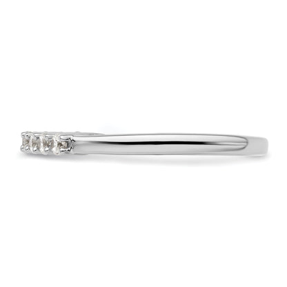 0.32ct. CZ Solid Real 14K White Gold 9-Stone Wedding Band Ring
