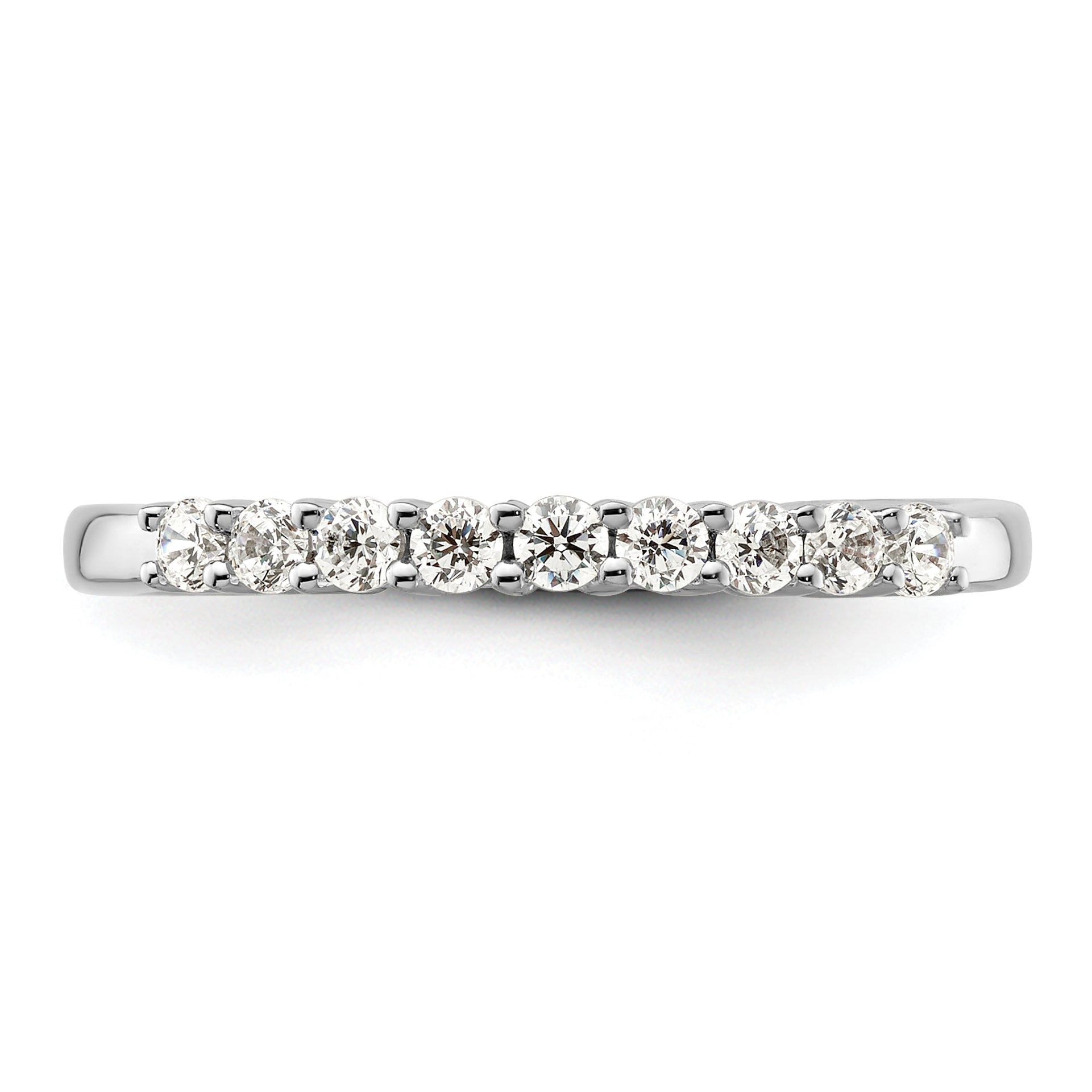0.32ct. CZ Solid Real 14K White Gold 9-Stone Wedding Band Ring