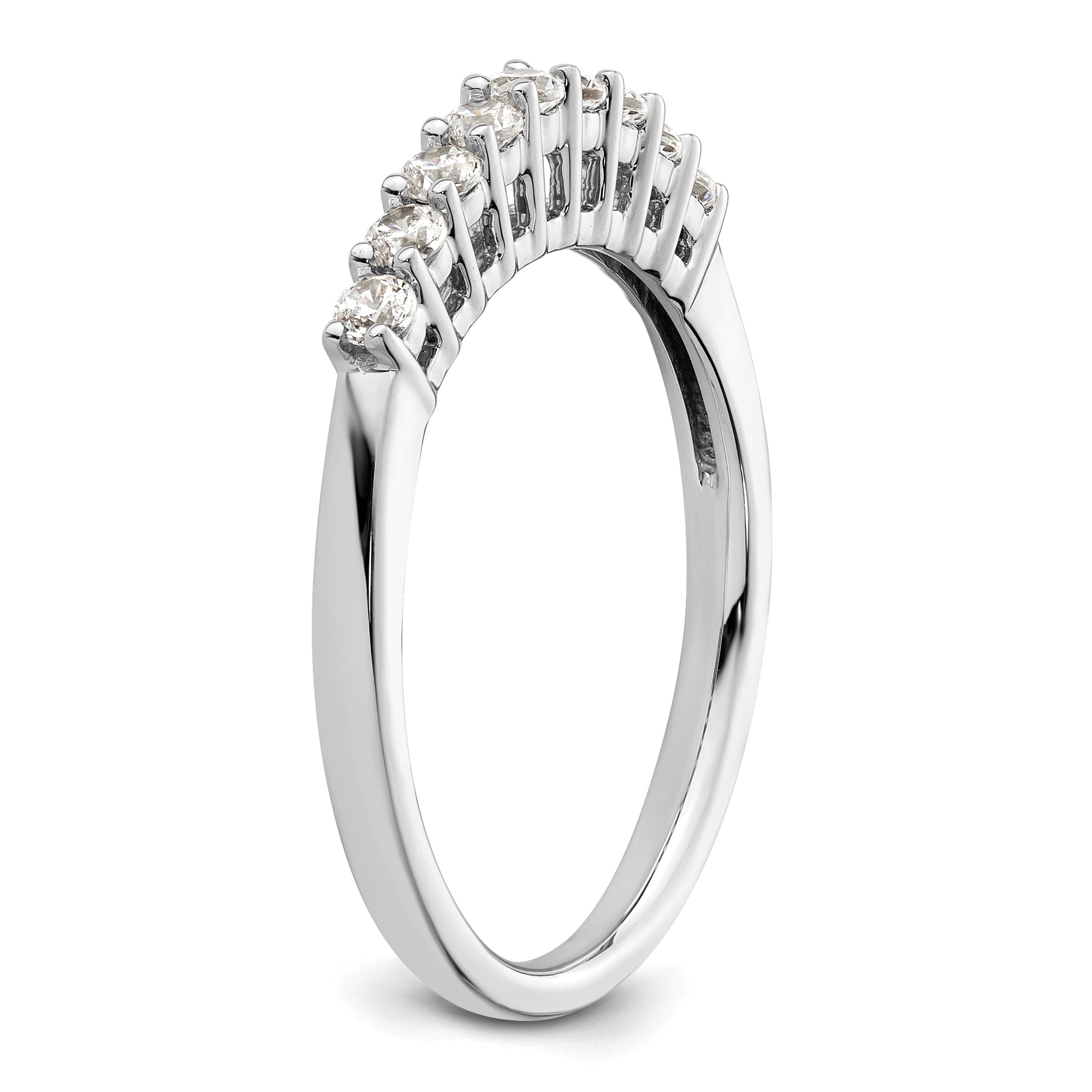 0.32ct. CZ Solid Real 14K White Gold 9-Stone Wedding Band Ring
