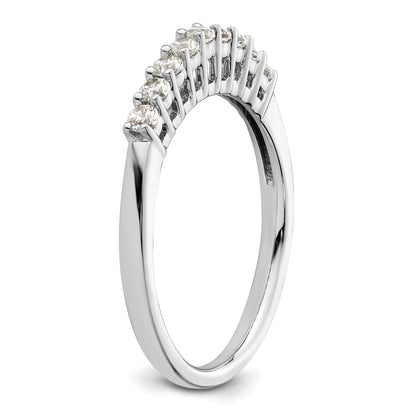 0.32ct. CZ Solid Real 14K White Gold 9-Stone Wedding Band Ring
