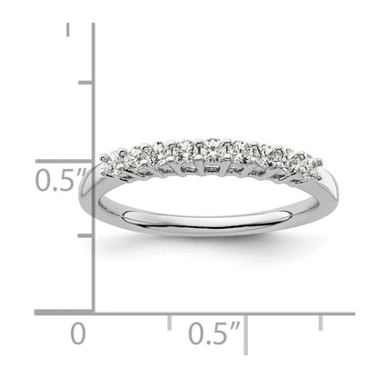 14K White Gold 9-Stone Real Diamond Band