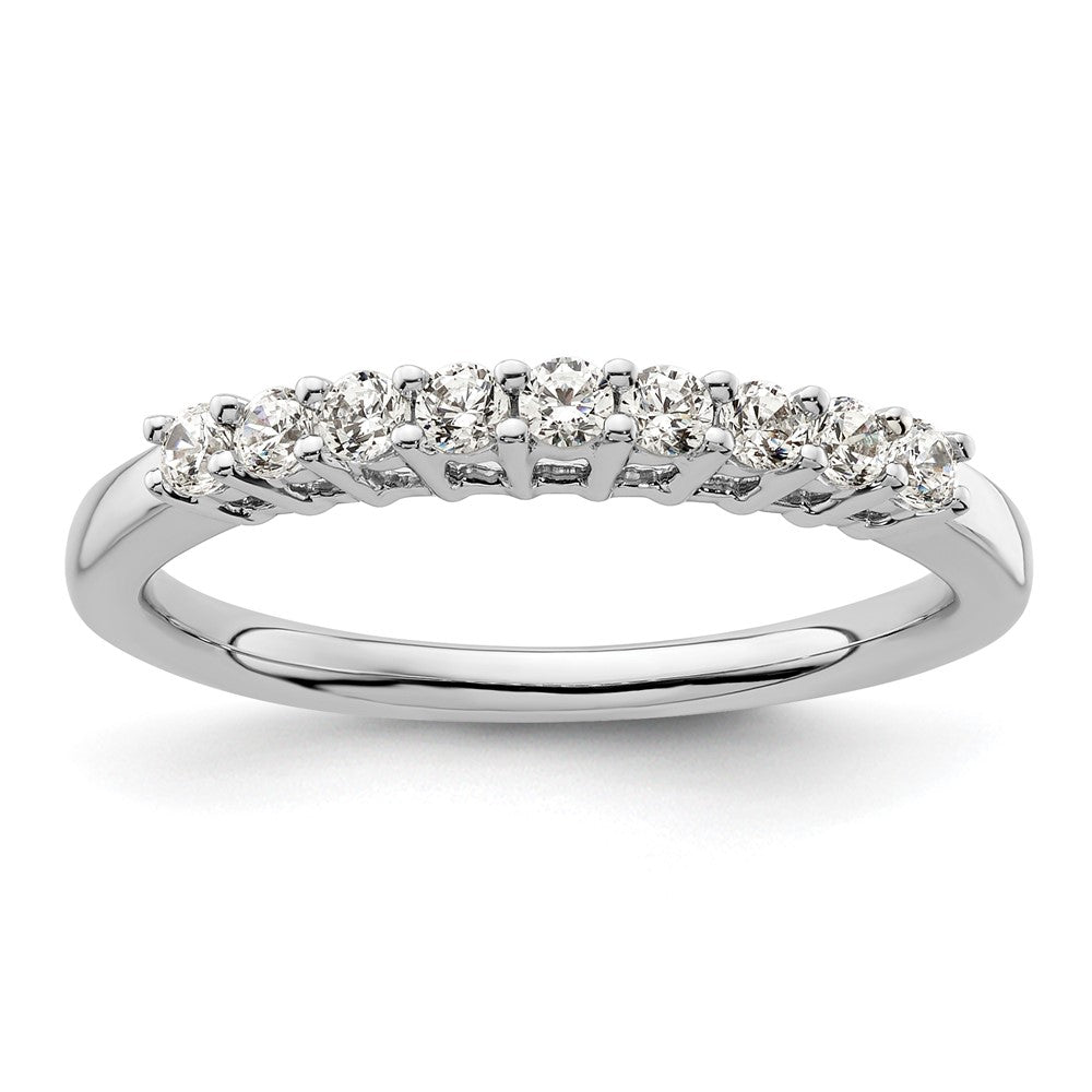 14K White Gold 9-Stone Real Diamond Band