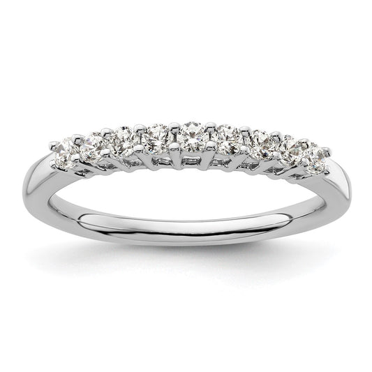14K White Gold 9-Stone Real Diamond Band