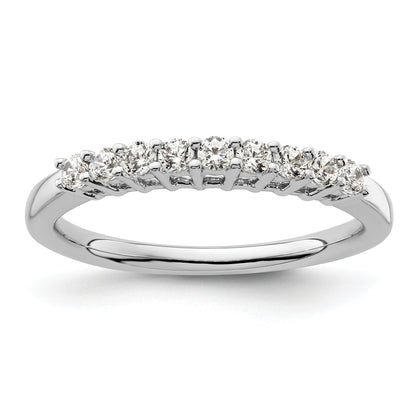 0.32ct. CZ Solid Real 14K White Gold 9-Stone Wedding Band Ring