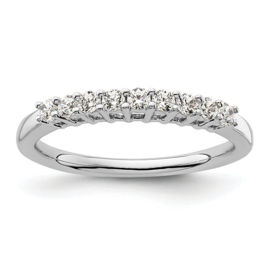 0.32ct. CZ Solid Real 14K White Gold 9-Stone Wedding Band Ring