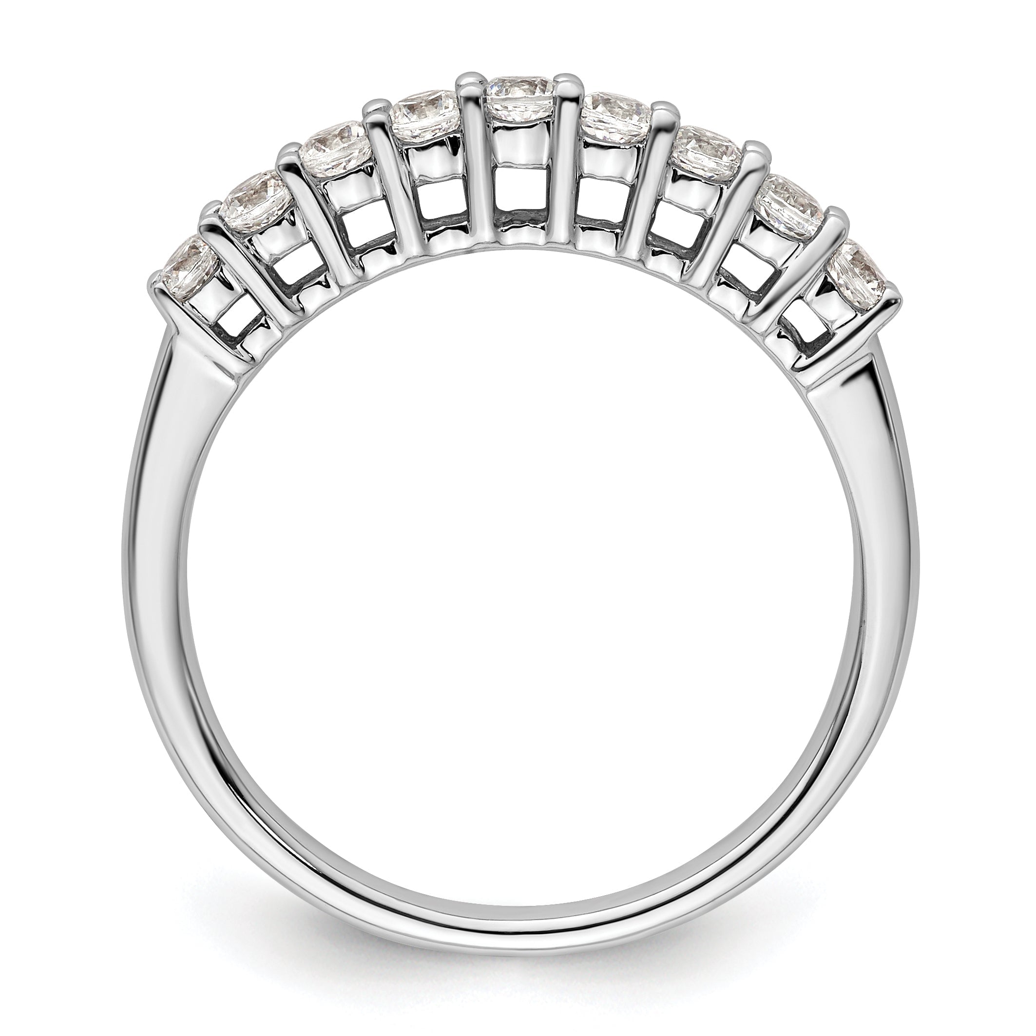 0.45ct. CZ Solid Real 14K White Gold 9-Stone Wedding Band Ring