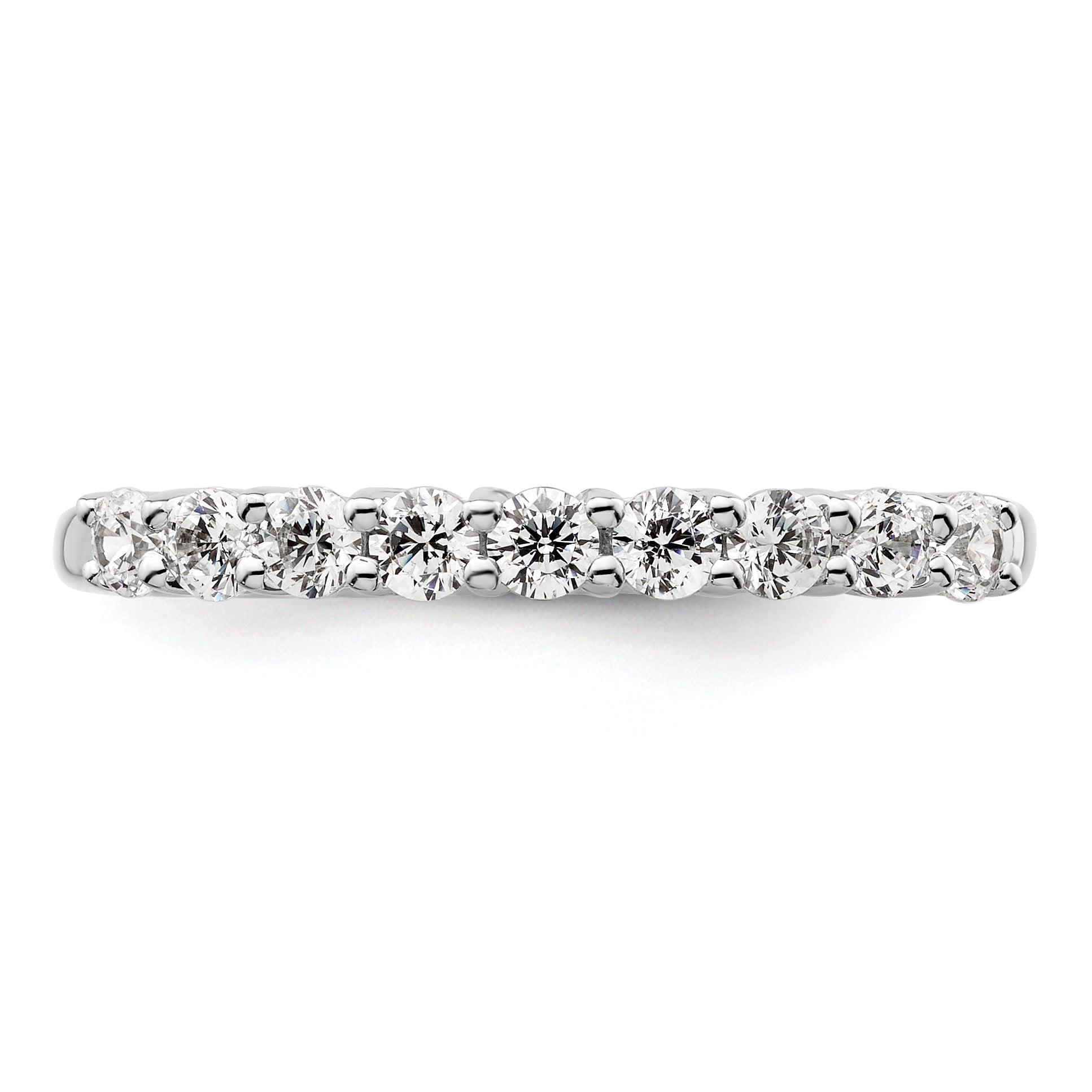 0.45ct. CZ Solid Real 14K White Gold 9-Stone Wedding Band Ring