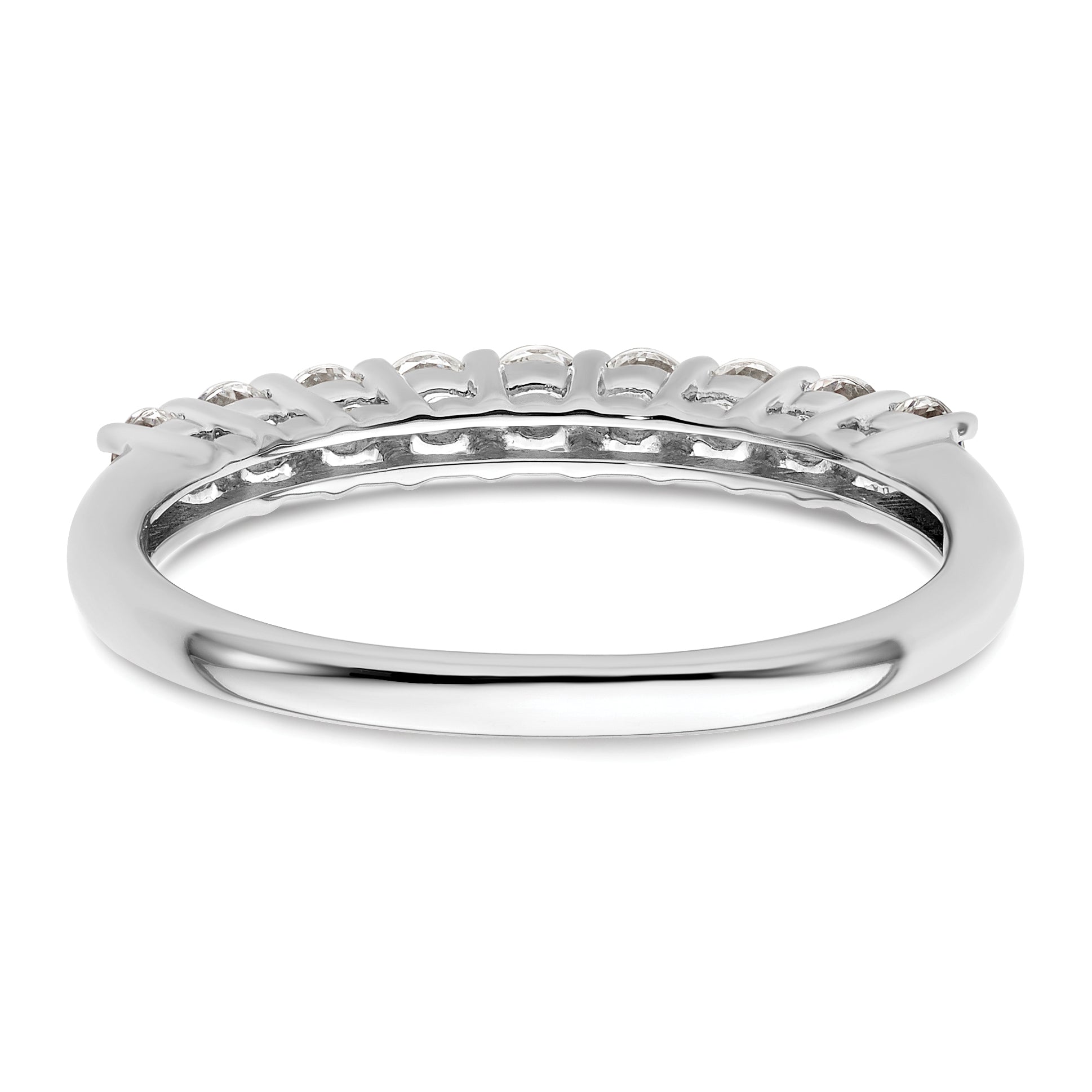 0.45ct. CZ Solid Real 14K White Gold 9-Stone Wedding Band Ring