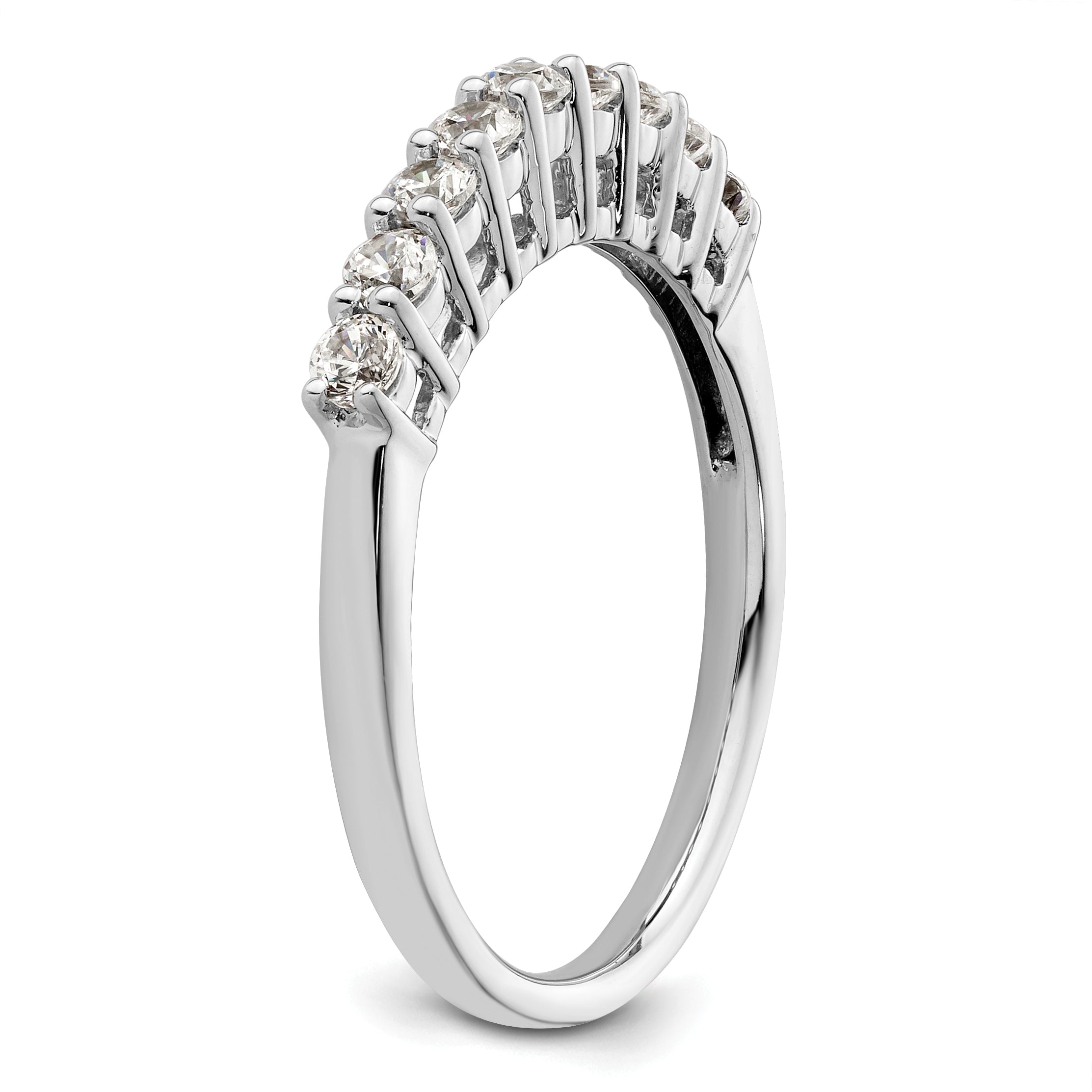 0.45ct. CZ Solid Real 14K White Gold 9-Stone Wedding Band Ring