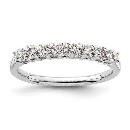 0.45ct. CZ Solid Real 14K White Gold 9-Stone Wedding Band Ring
