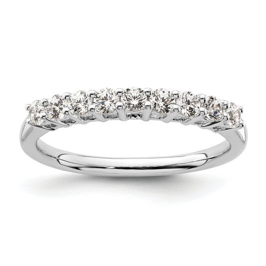 0.45ct. CZ Solid Real 14K White Gold 9-Stone Wedding Band Ring