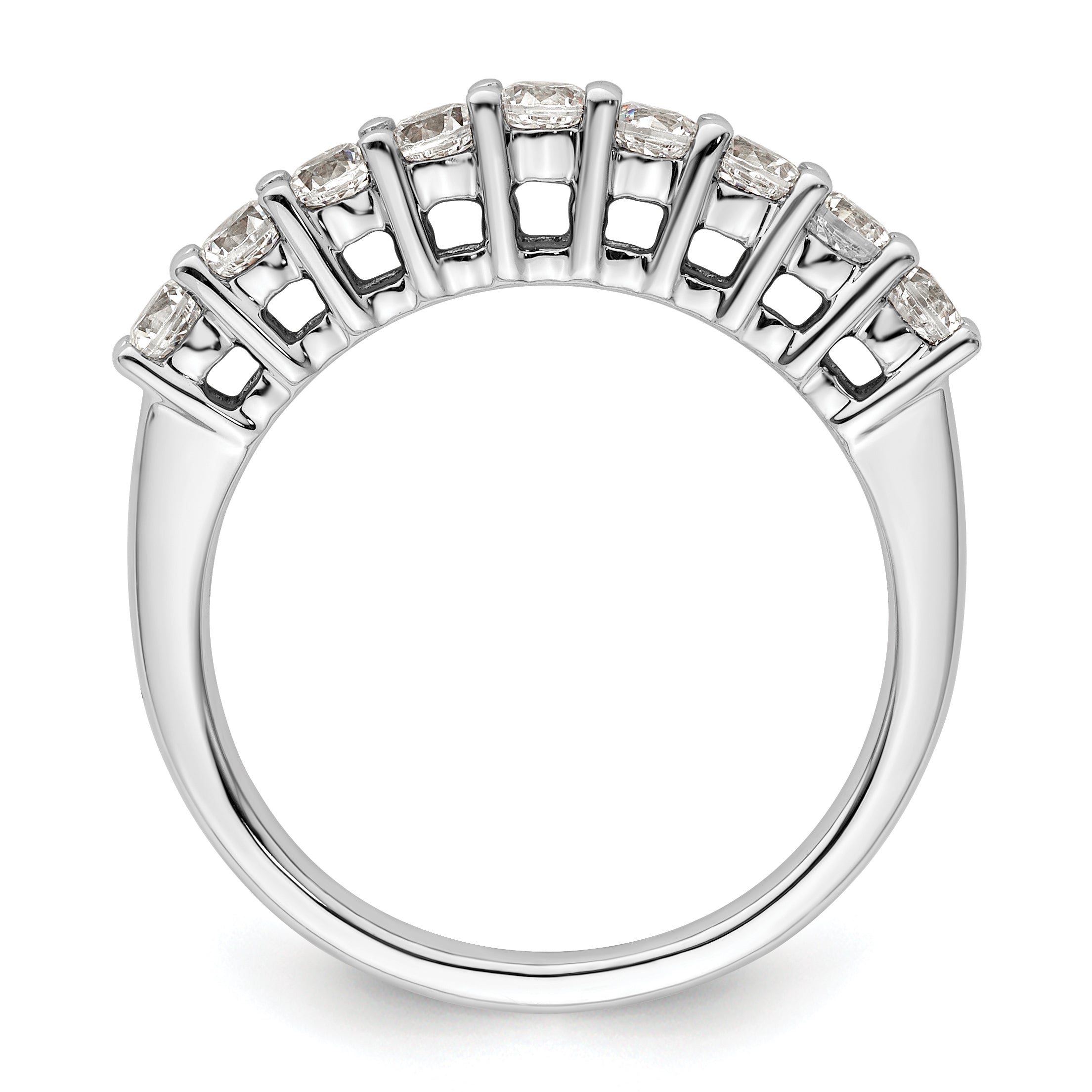 0.71ct. CZ Solid Real 14K White Gold 9-Stone Wedding Band Ring