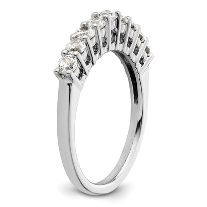 0.71ct. CZ Solid Real 14K White Gold 9-Stone Wedding Band Ring