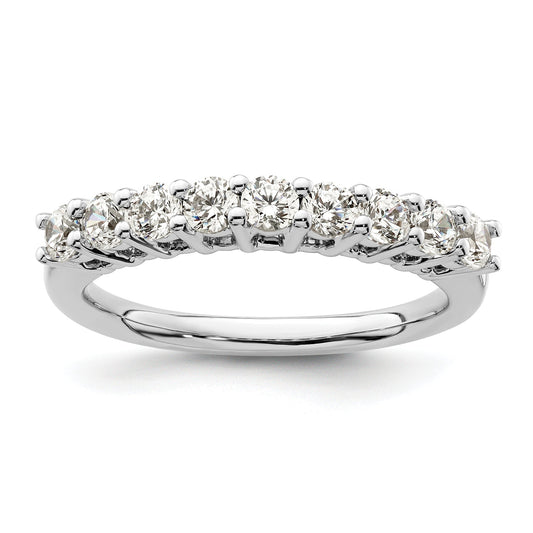 0.71ct. CZ Solid Real 14K White Gold 9-Stone Wedding Band Ring