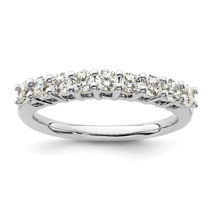 0.71ct. CZ Solid Real 14K White Gold 9-Stone Wedding Band Ring