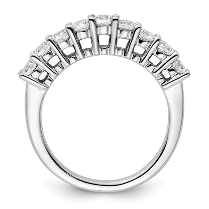 14K White Gold 9-Stone Real Diamond Band