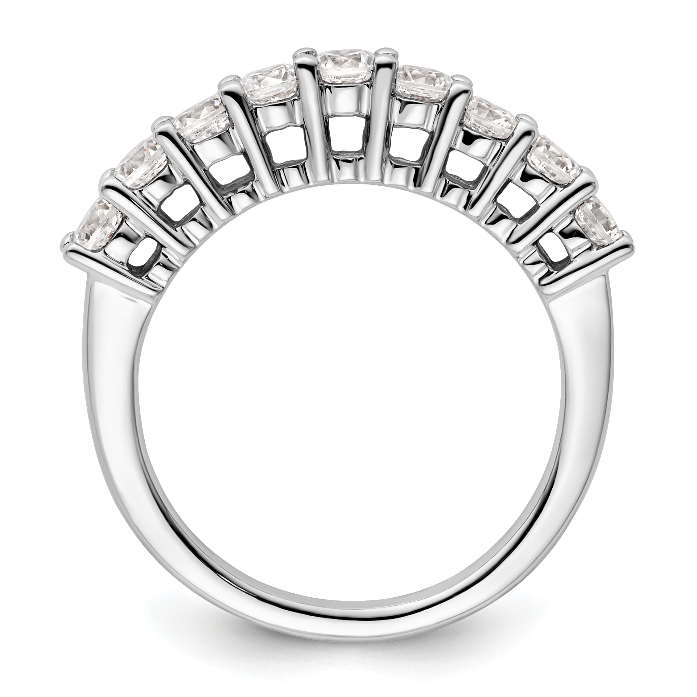 1.00ct. CZ Solid Real 14K White Gold 9-Stone Wedding Band Ring