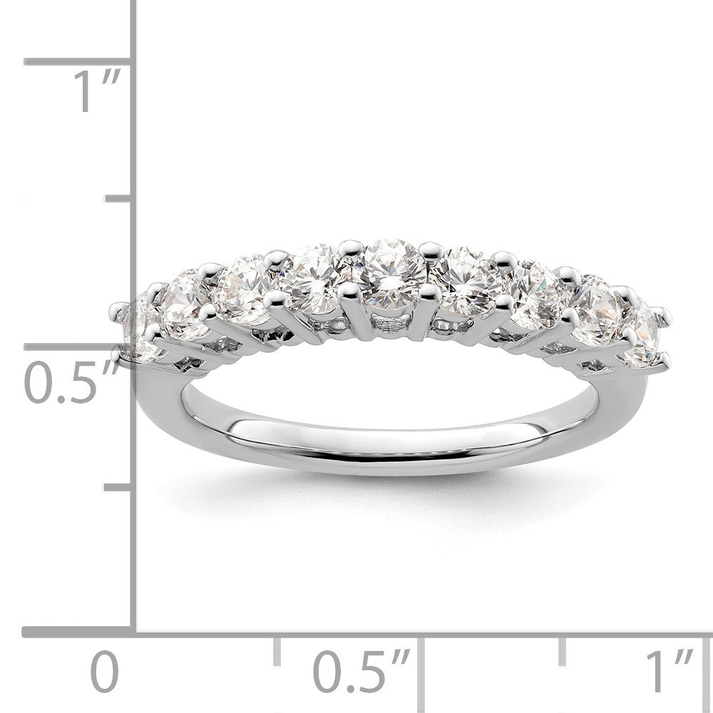 14K White Gold 9-Stone Real Diamond Band