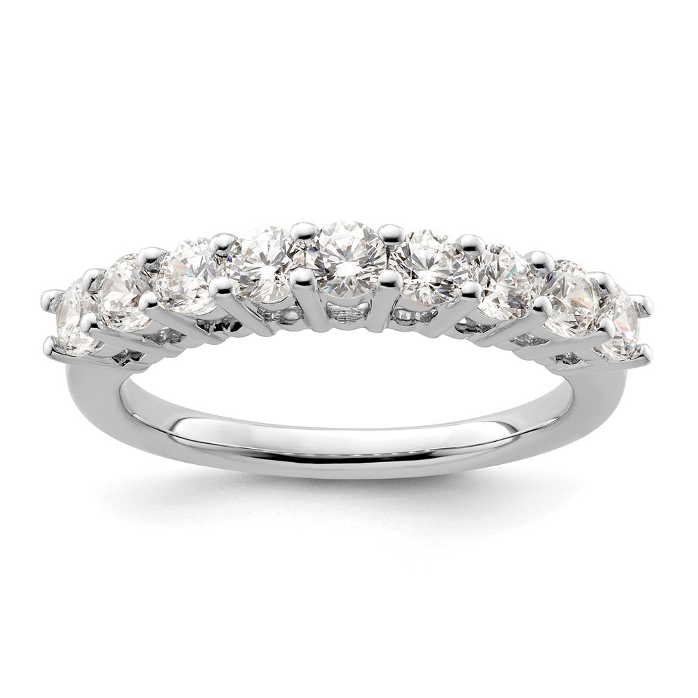14K White Gold 9-Stone Real Diamond Band