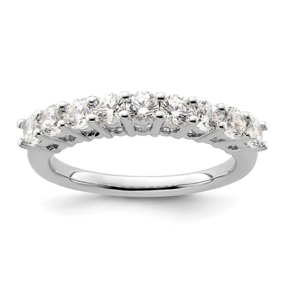 14K White Gold 9-Stone Real Diamond Band