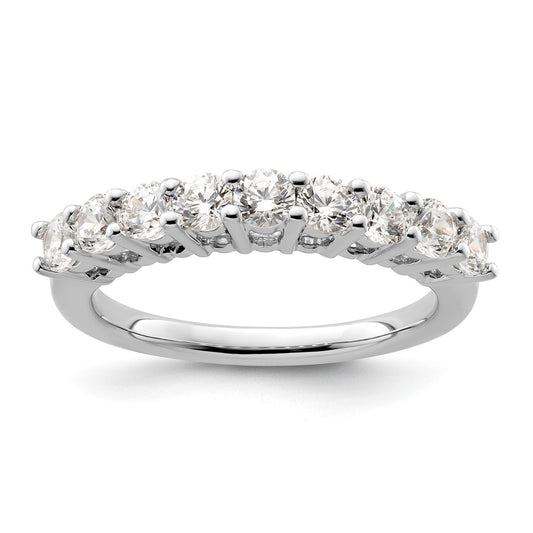 14K White Gold 9-Stone Real Diamond Band