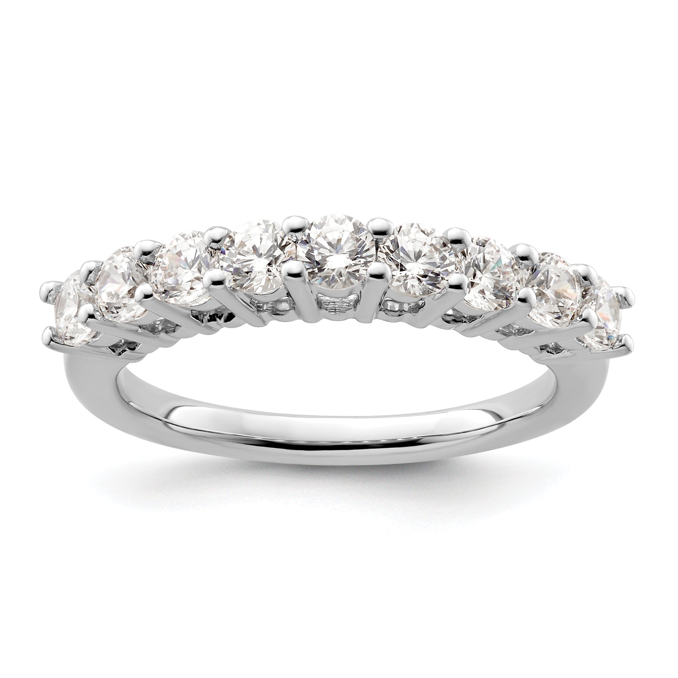 1.00ct. CZ Solid Real 14K White Gold 9-Stone Wedding Band Ring