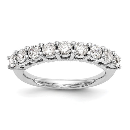 14K White Gold 9-Stone Real Diamond Band