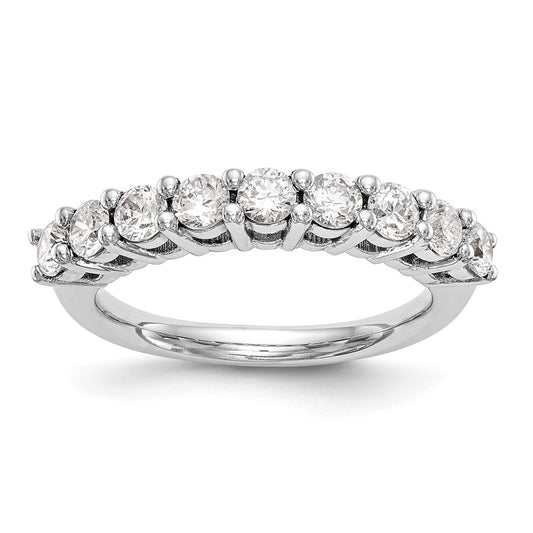 14K White Gold 9-Stone Real Diamond Band