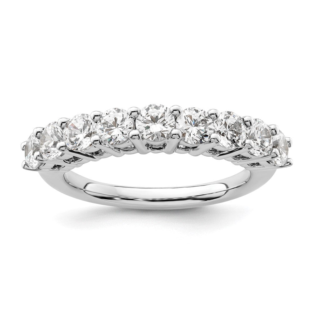 14K White Gold 9-Stone Real Diamond Band