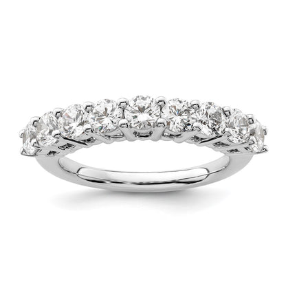 14K White Gold 9-Stone Real Diamond Band