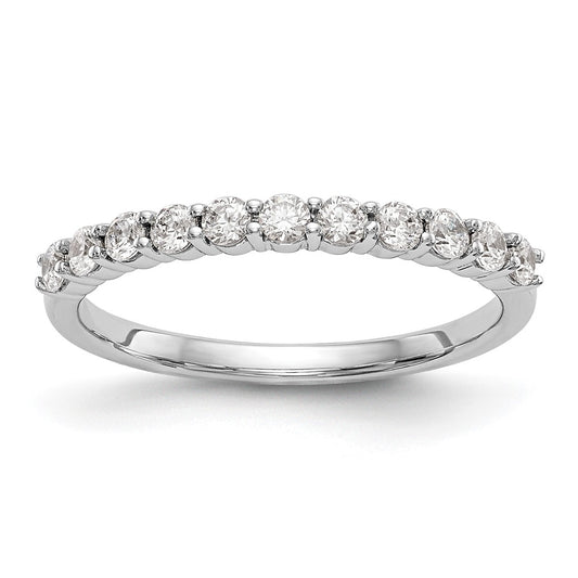 14K White Gold 11-Stone Real Diamond Band