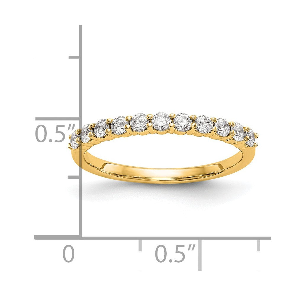 0.50ct. CZ Solid Real 14K Yellow Gold 11-Stone Wedding Band Ring