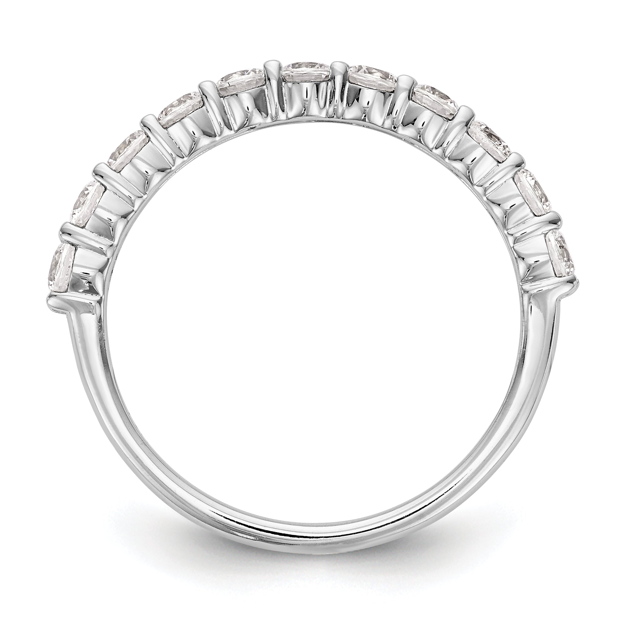 0.75ct. CZ Solid Real 14K White Gold 11-Stone Wedding Band Ring