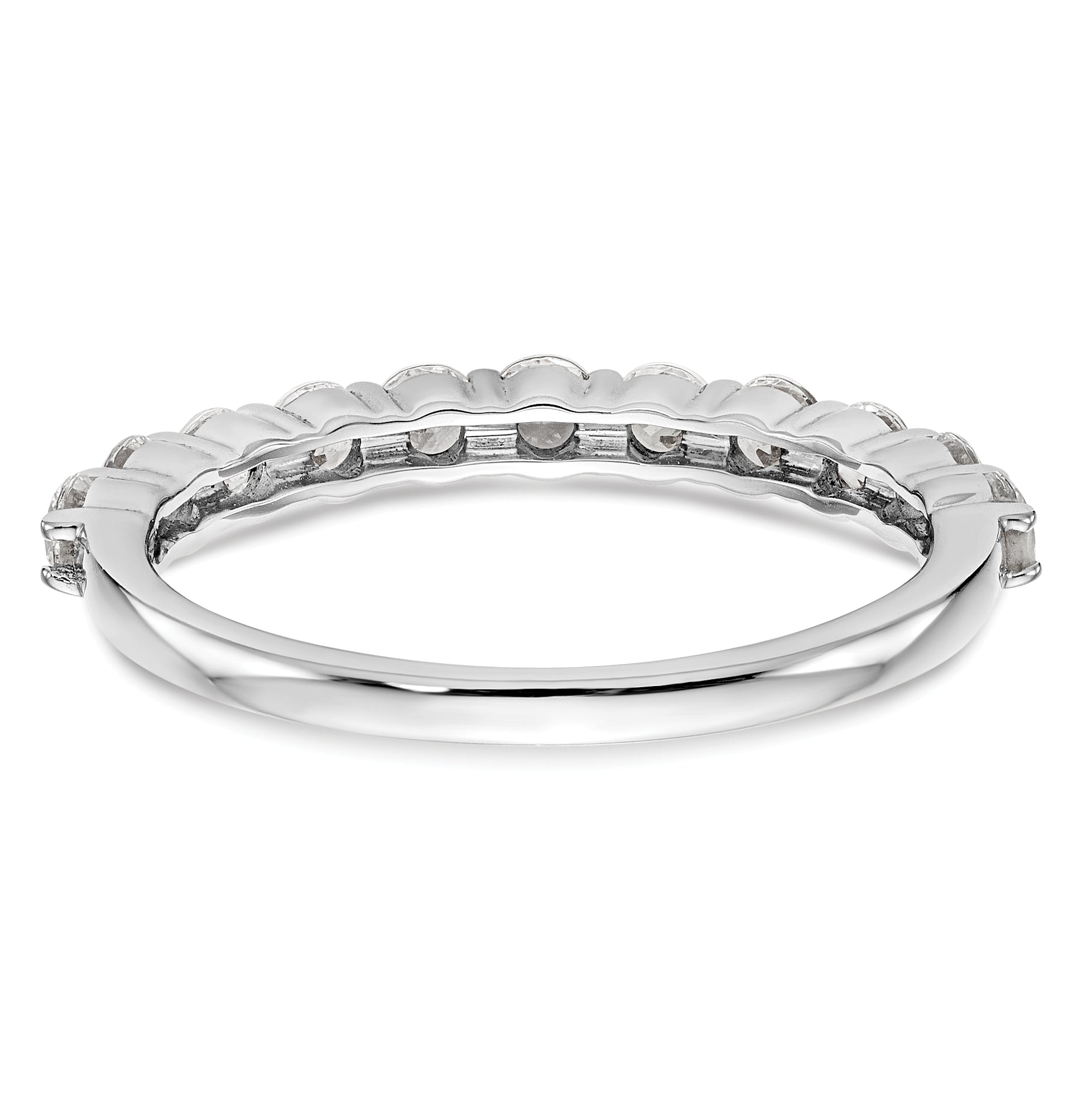 0.75ct. CZ Solid Real 14K White Gold 11-Stone Wedding Band Ring