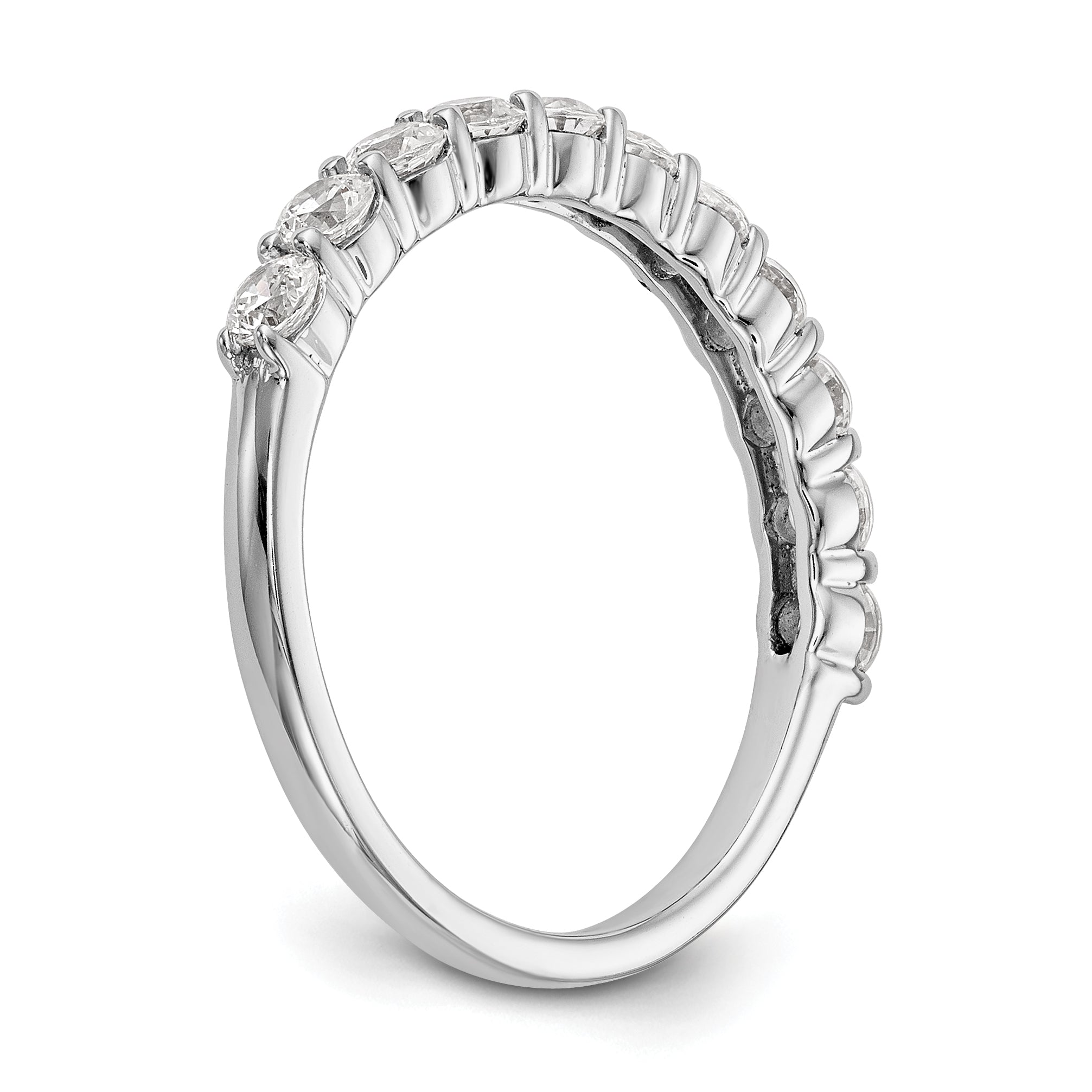 0.75ct. CZ Solid Real 14K White Gold 11-Stone Wedding Band Ring