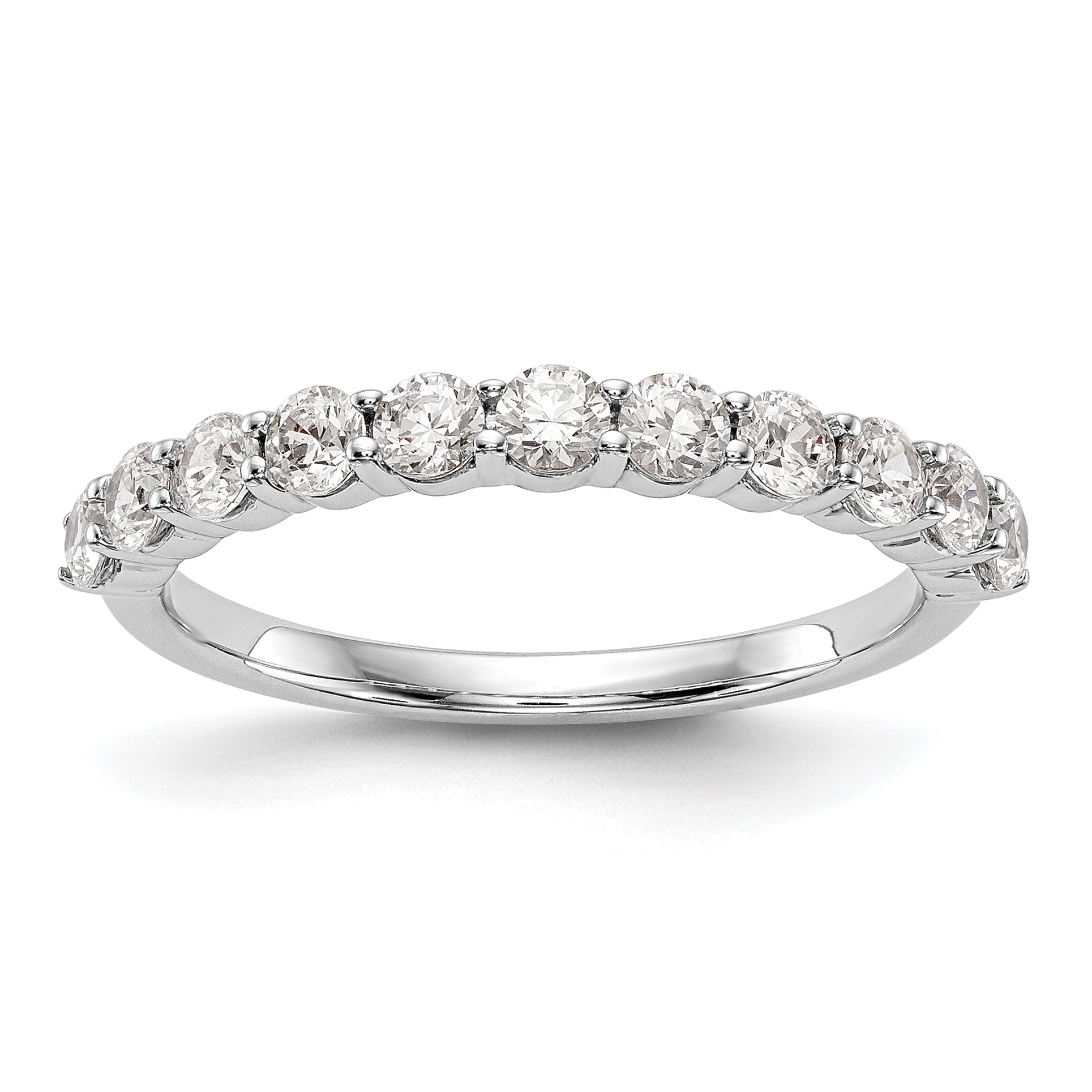 0.75ct. CZ Solid Real 14K White Gold 11-Stone Wedding Band Ring