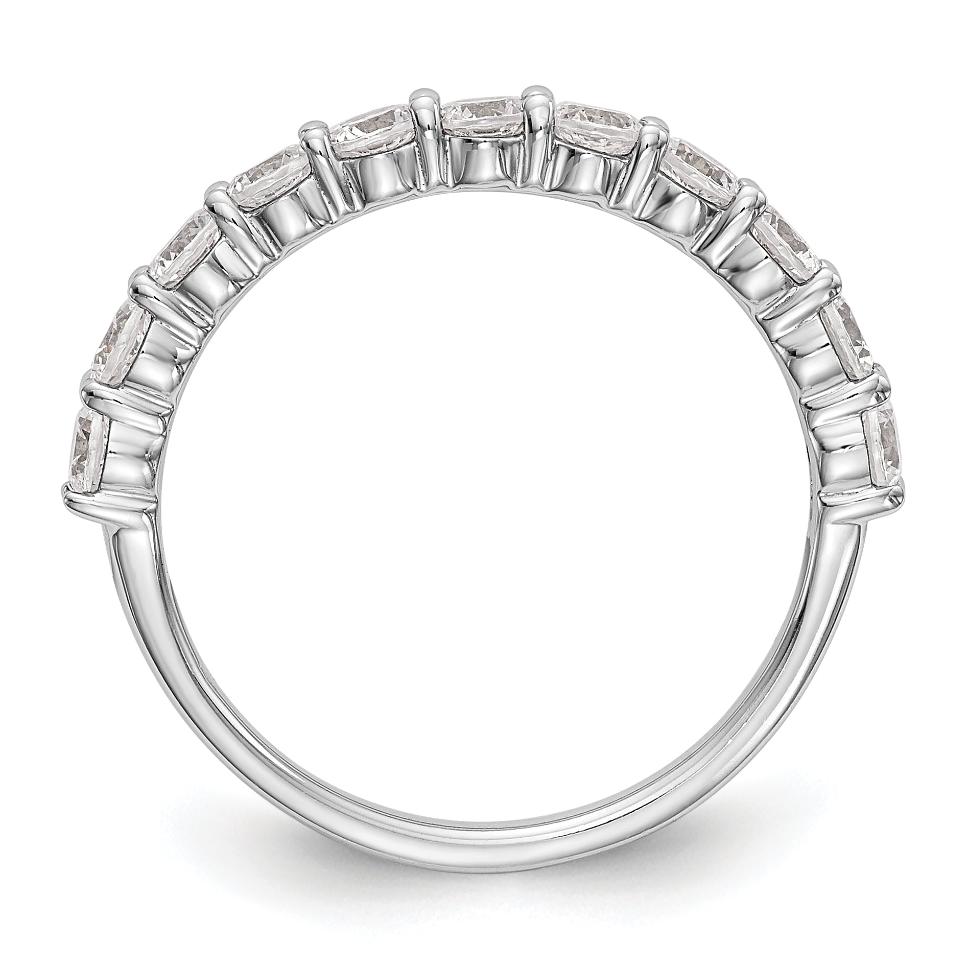 1.00ct. CZ Solid Real 14K White Gold 11-Stone Wedding Band Ring