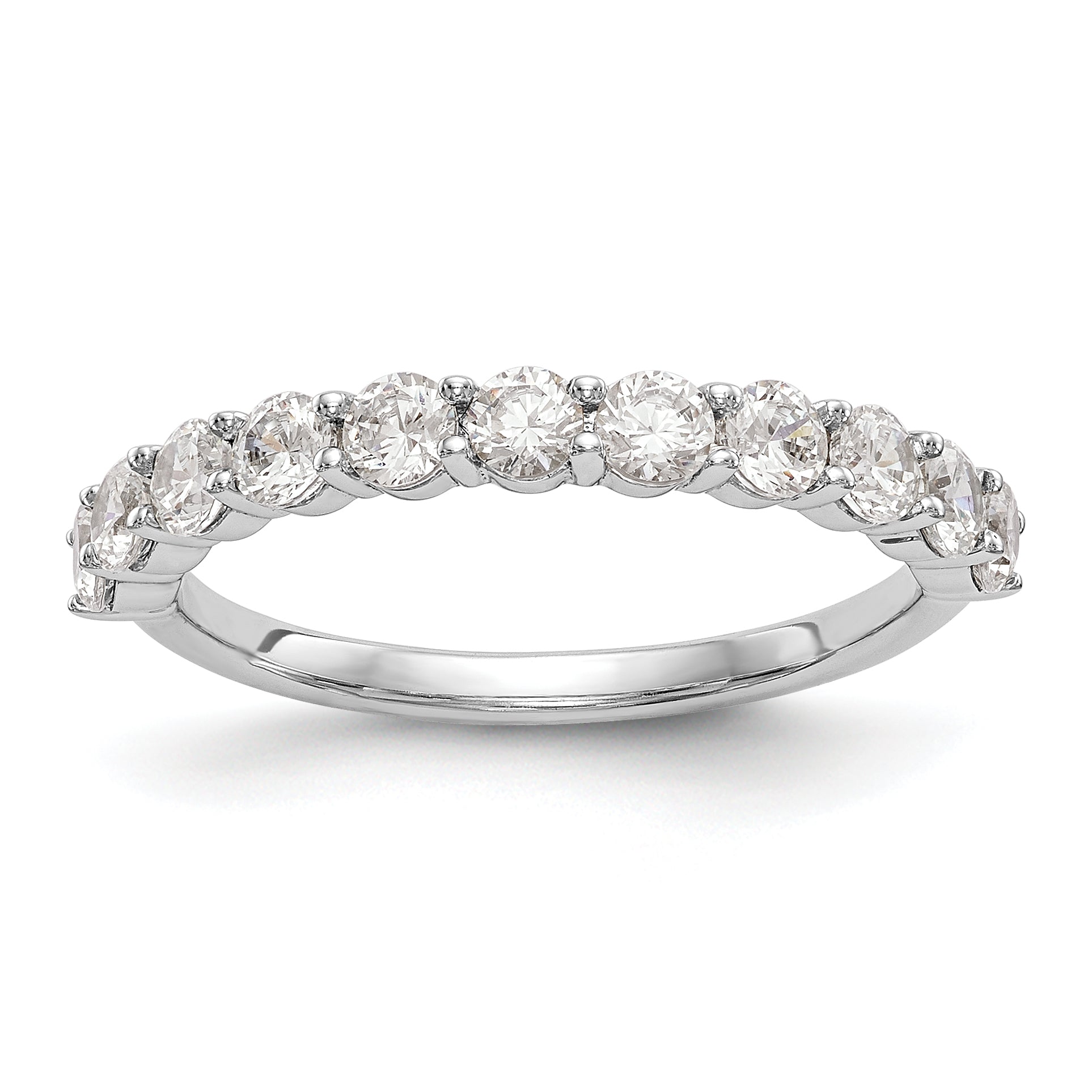 1.00ct. CZ Solid Real 14K White Gold 11-Stone Wedding Band Ring