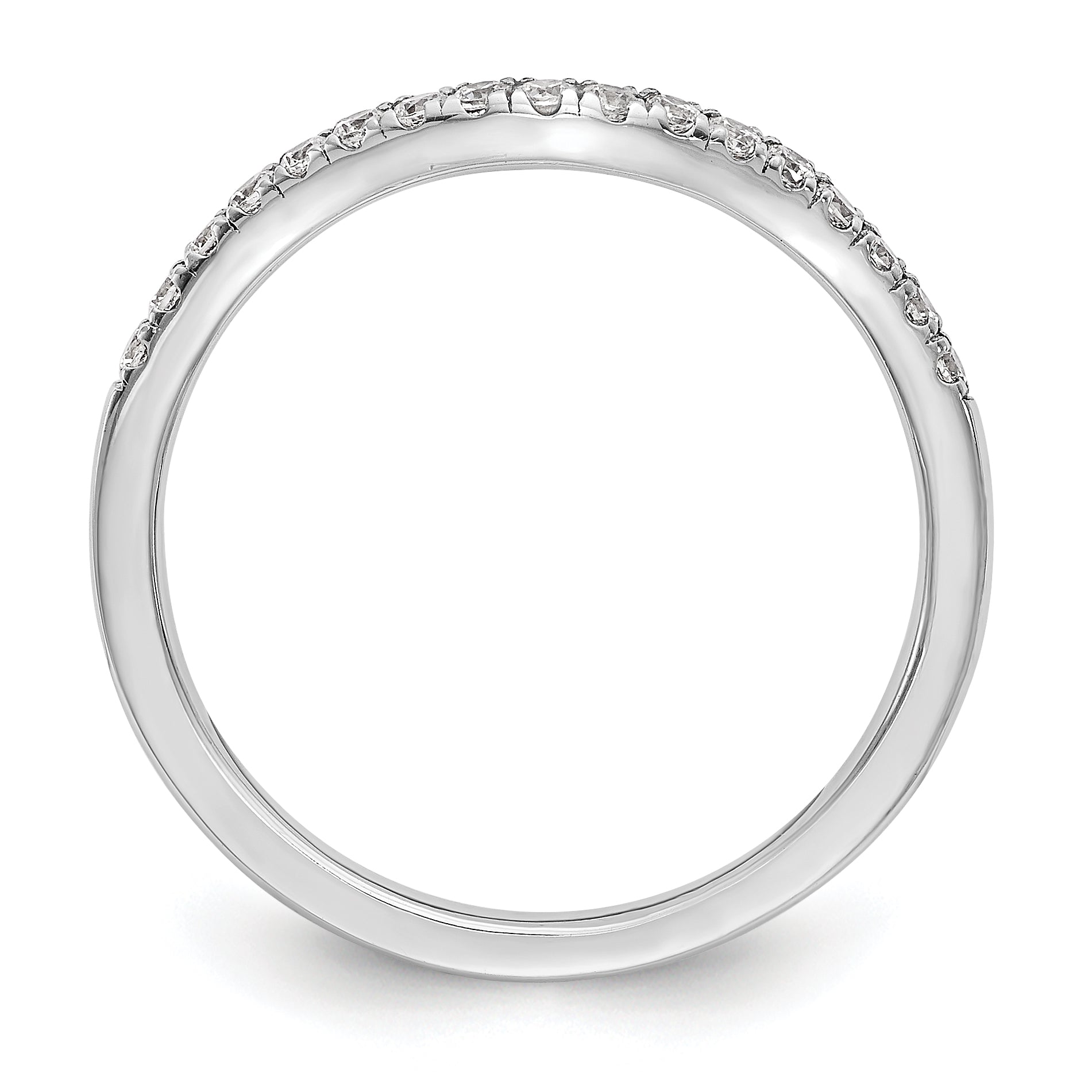 0.19ct. CZ Solid Real 14K White Gold Wedding Band Ring