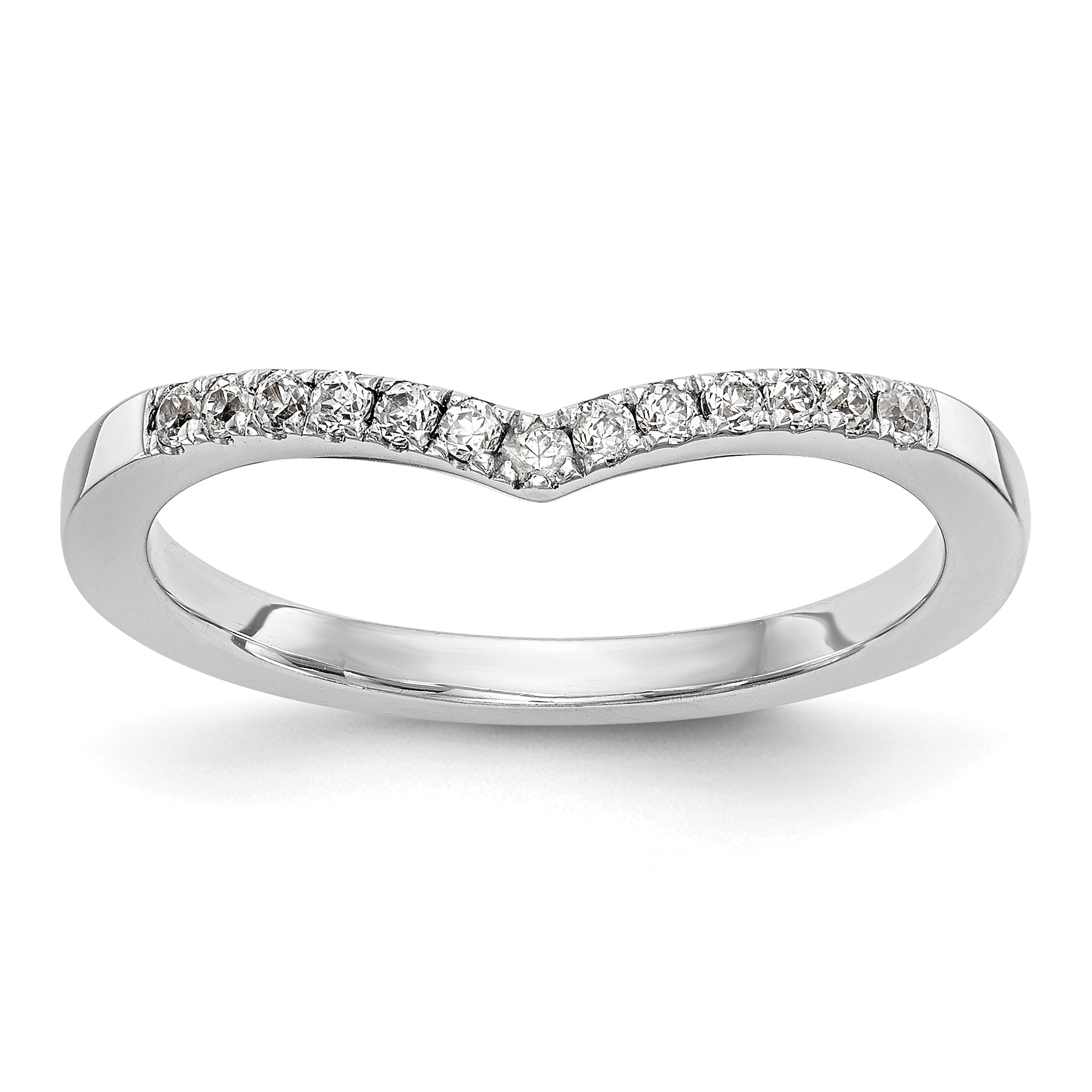 0.16ct. CZ Solid Real 14K White Gold Wedding Band Ring