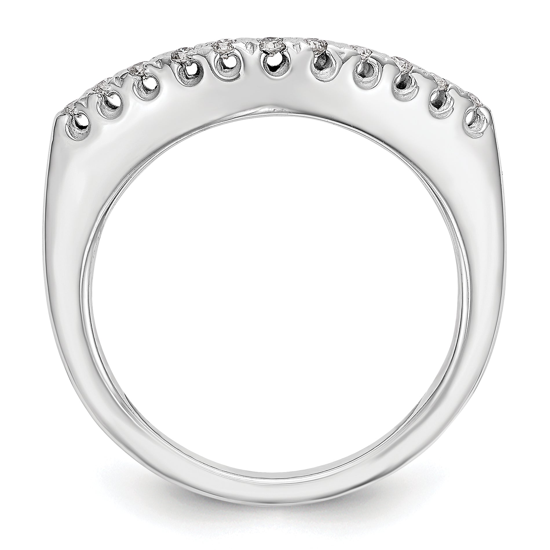 0.11ct. CZ Solid Real 14K White Gold Wedding Band Ring