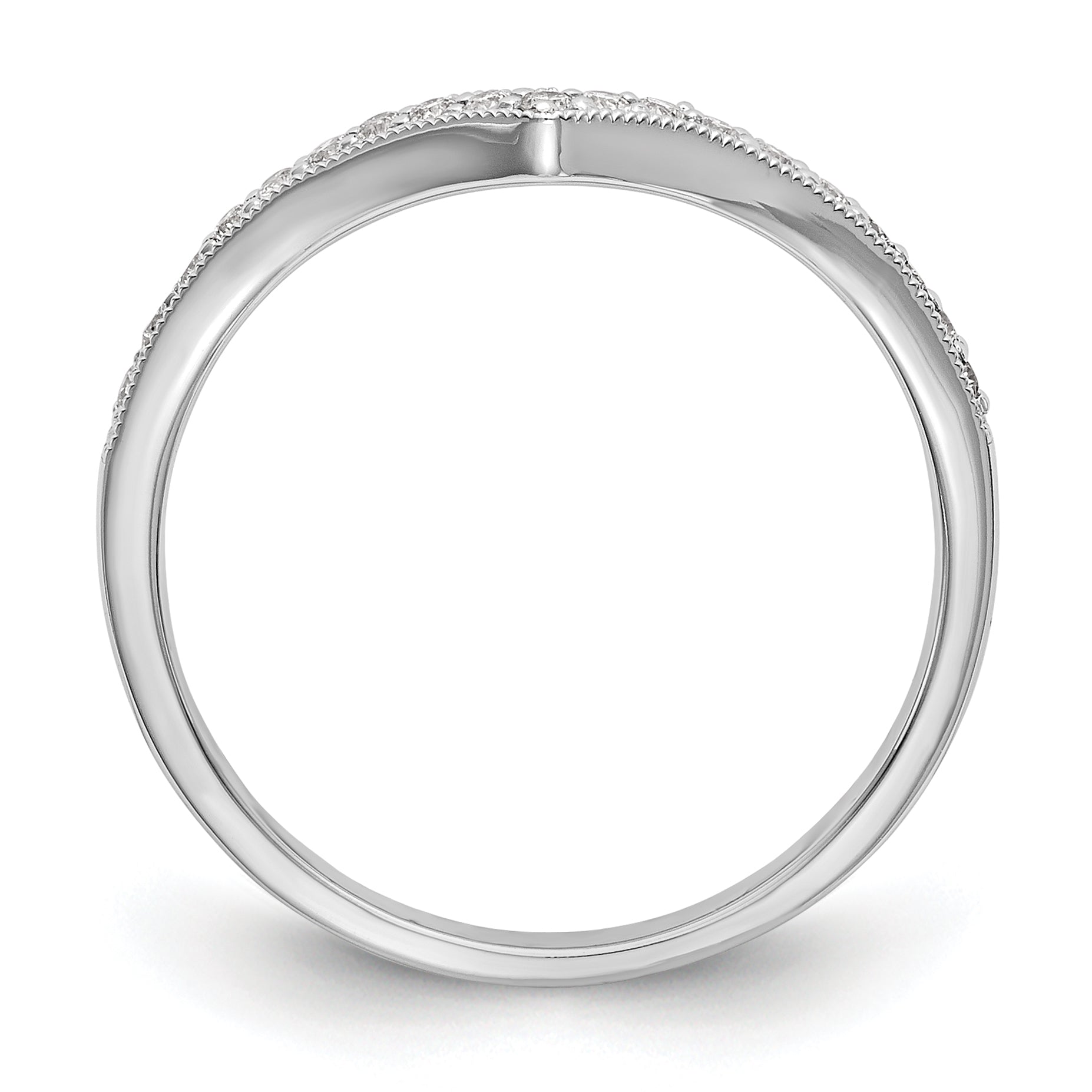 0.14ct. CZ Solid Real 14K White Gold Wedding Band Ring