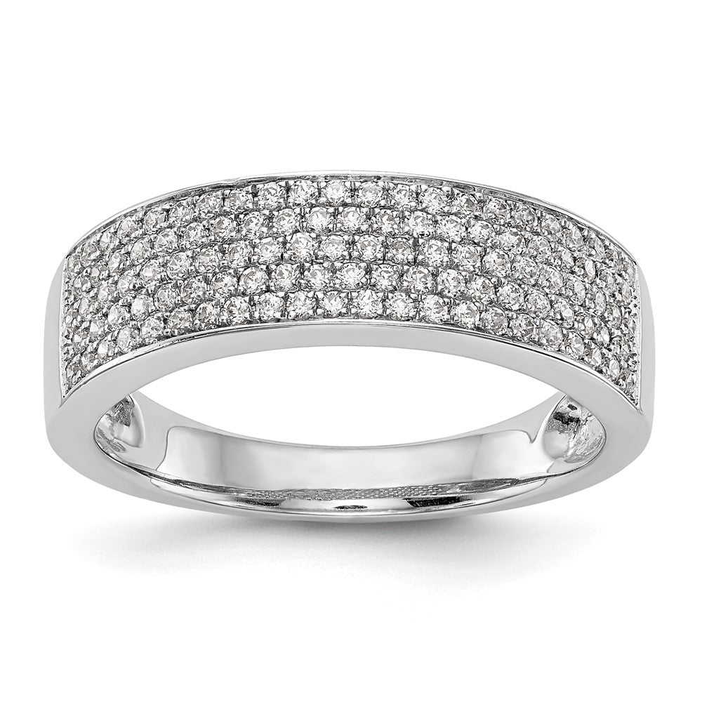 14K White Gold Micro Pave Real Diamond Band