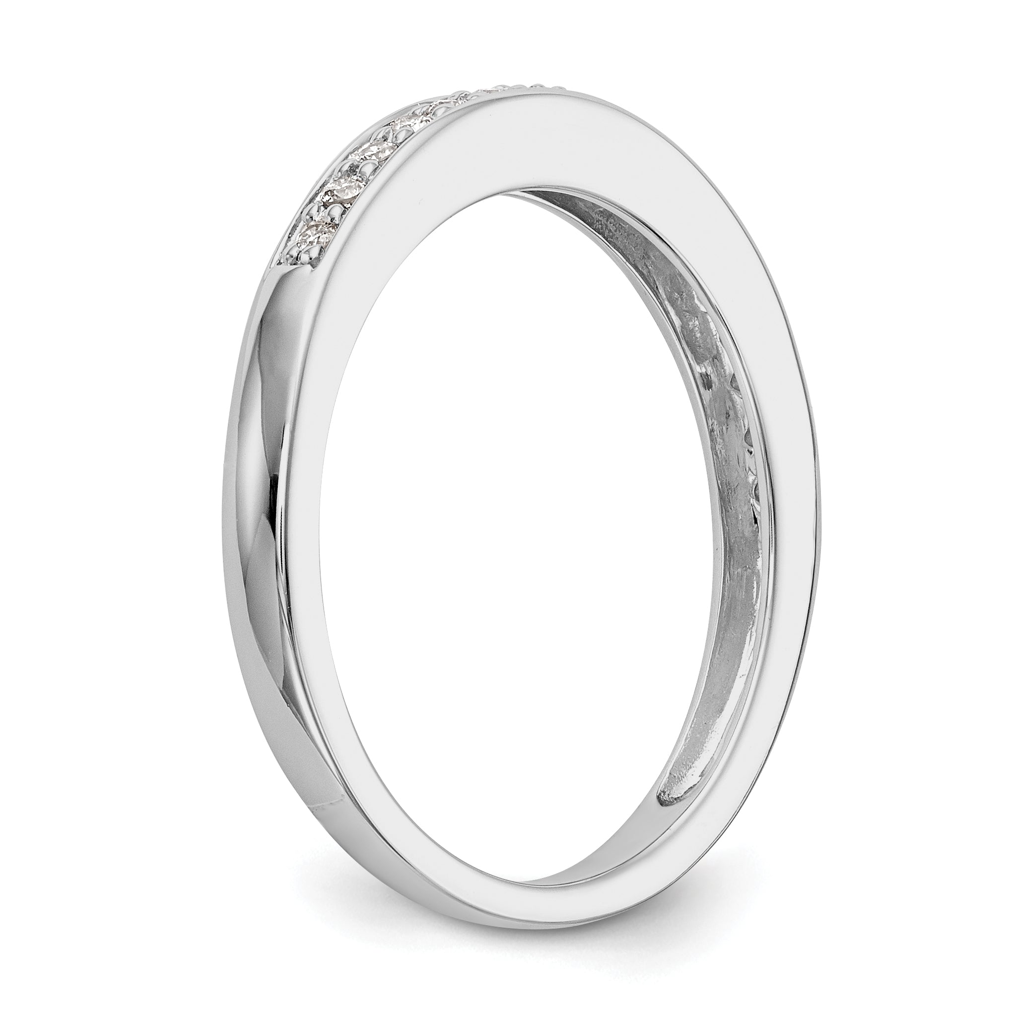 0.14ct. CZ Solid Real 14K White Gold Wedding Band Ring