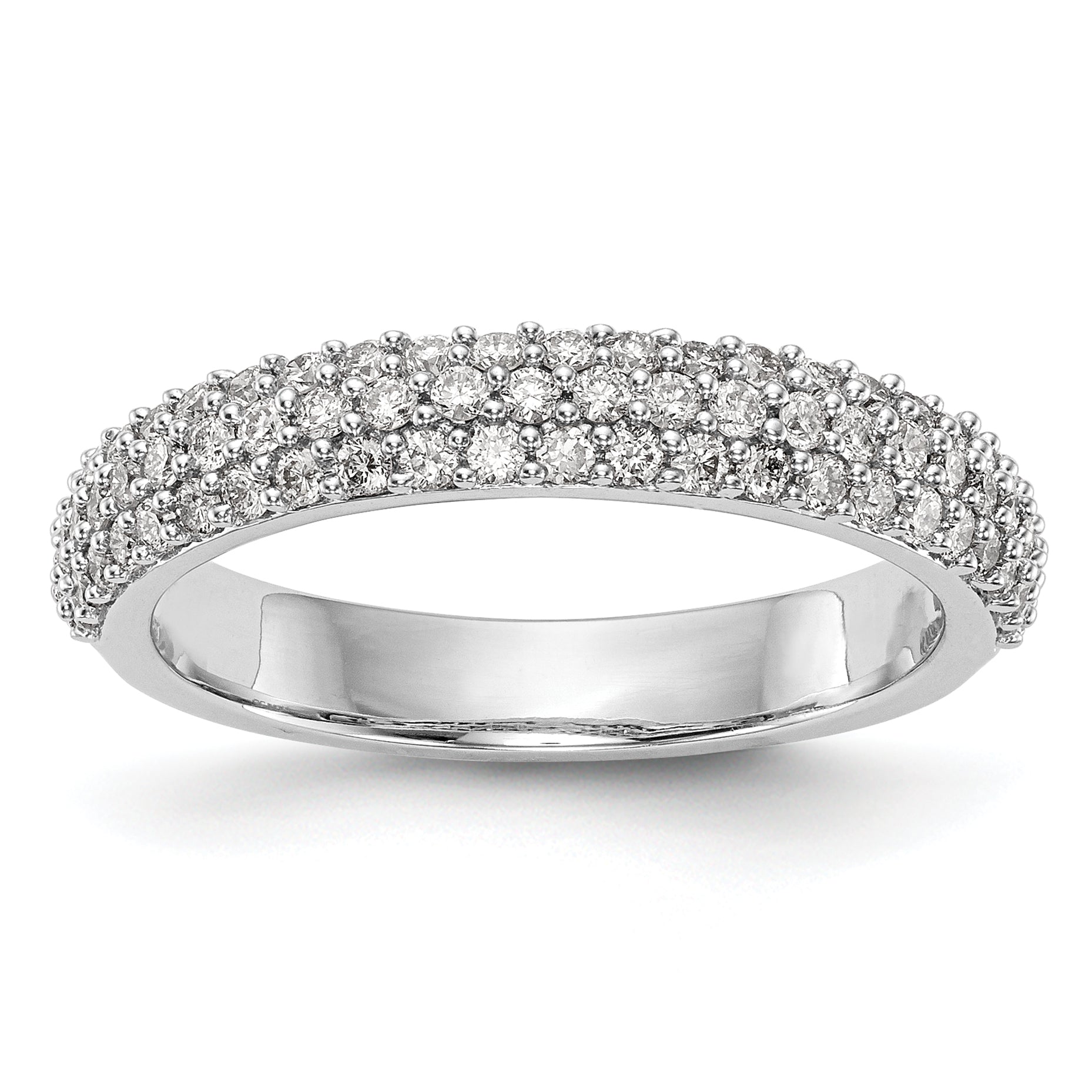 0.56ct. CZ Solid Real 14K White Gold Micro Pave Wedding Band Ring