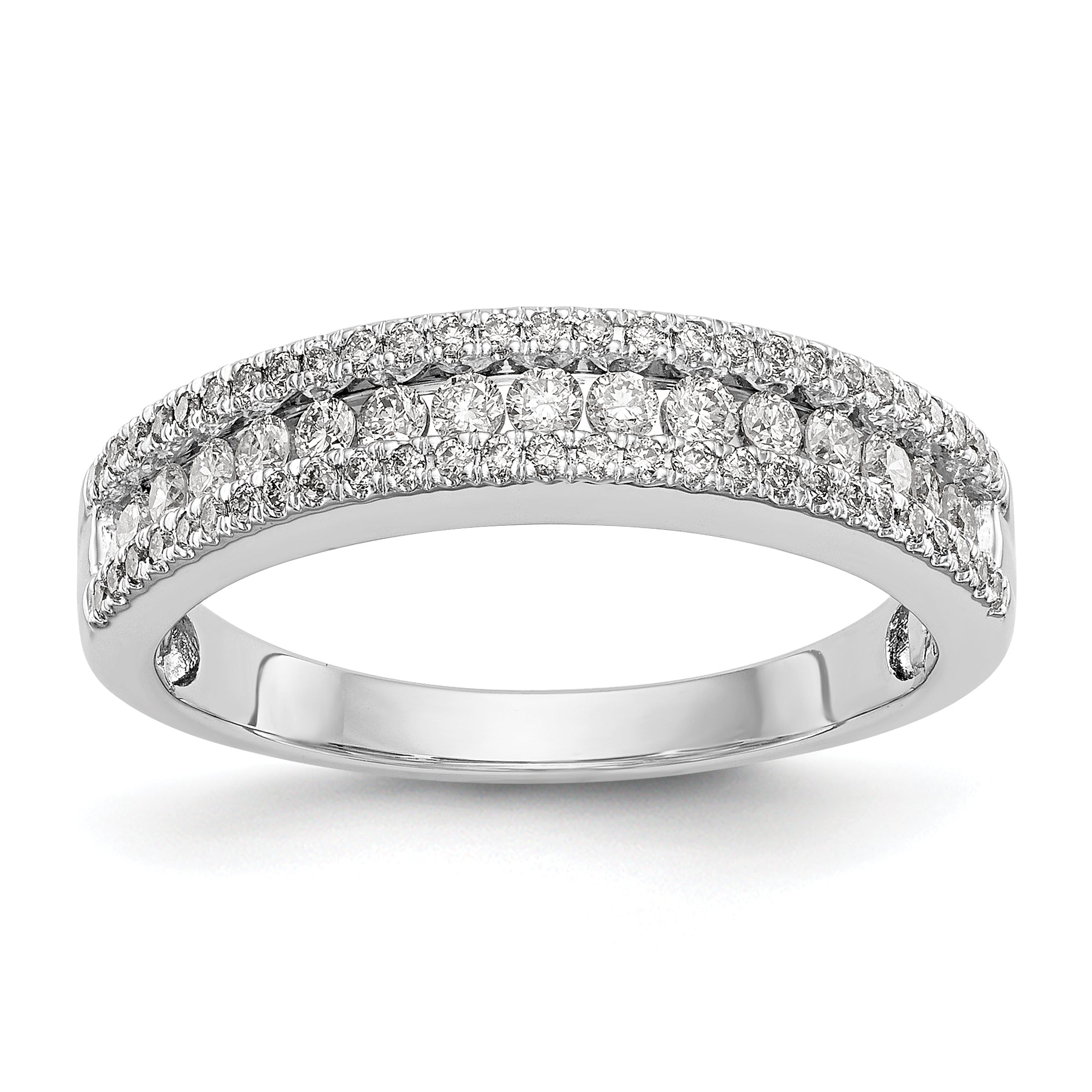 0.46ct. CZ Solid Real 14K White Gold Wedding Band Ring