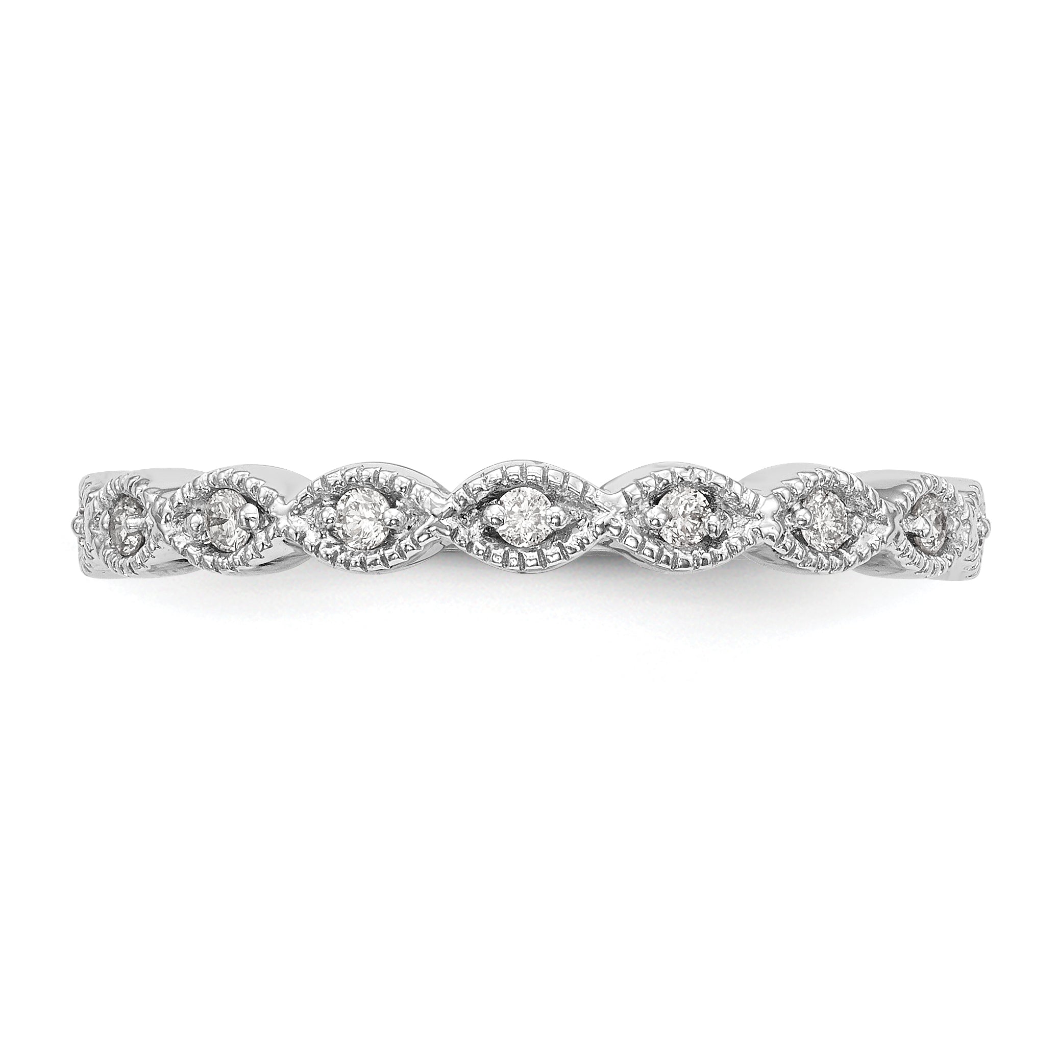 0.16ct. CZ Solid Real 14K White Gold Wedding Band Ring