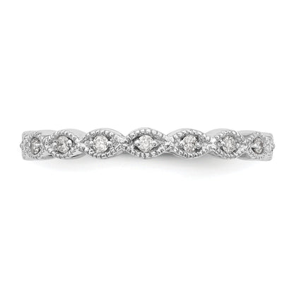 0.16ct. CZ Solid Real 14K White Gold Wedding Band Ring