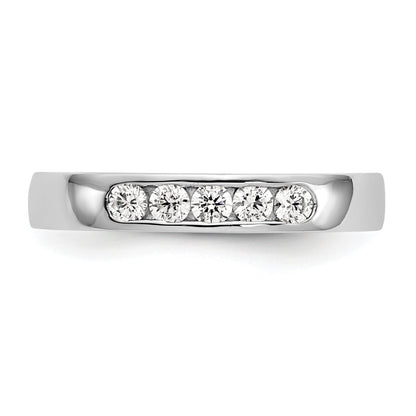 0.26ct. CZ Solid Real 14K White Gold 5-2.4mm Stone Channel Wedding Band Ring