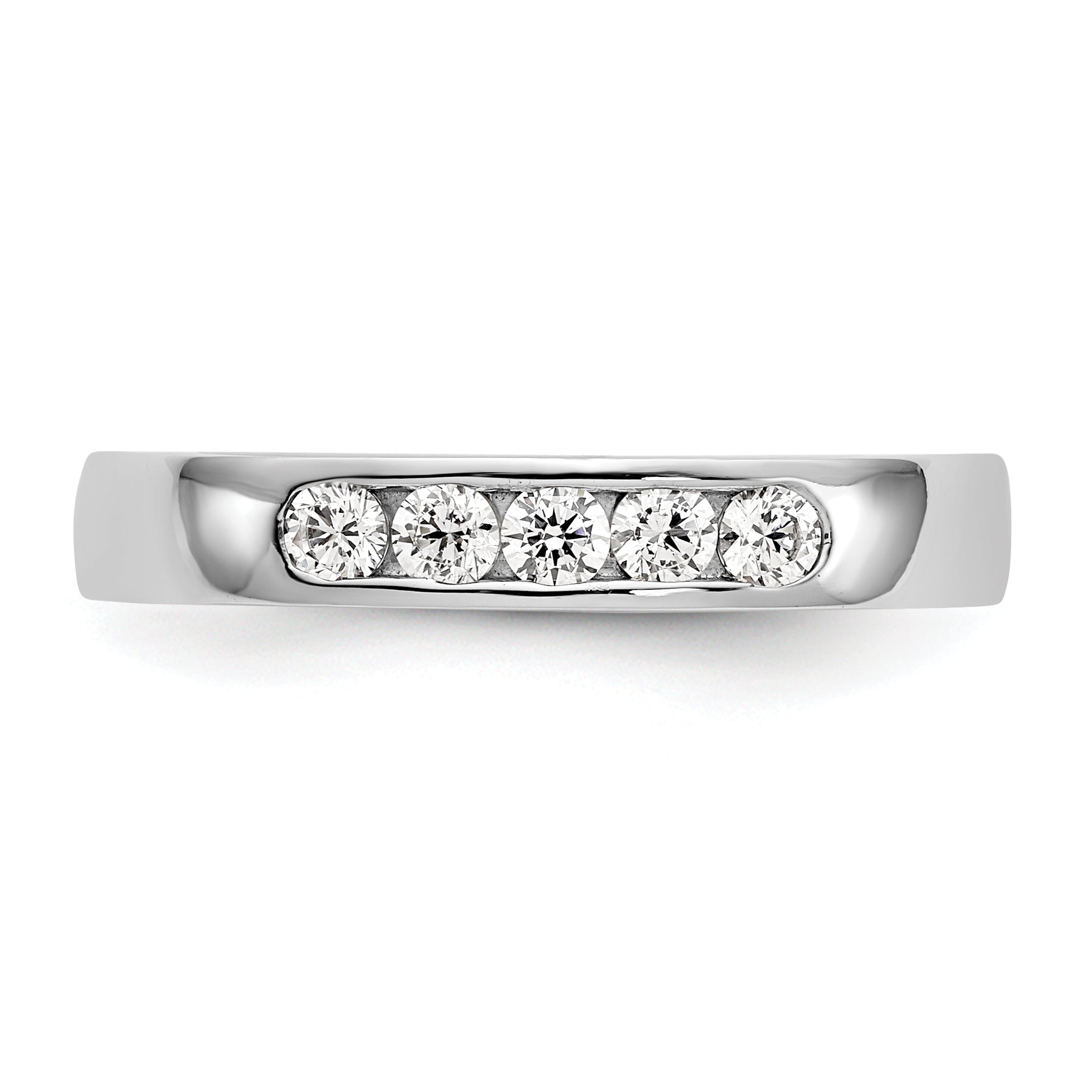0.26ct. CZ Solid Real 14K White Gold 5-Stone Channel Wedding Band Ring